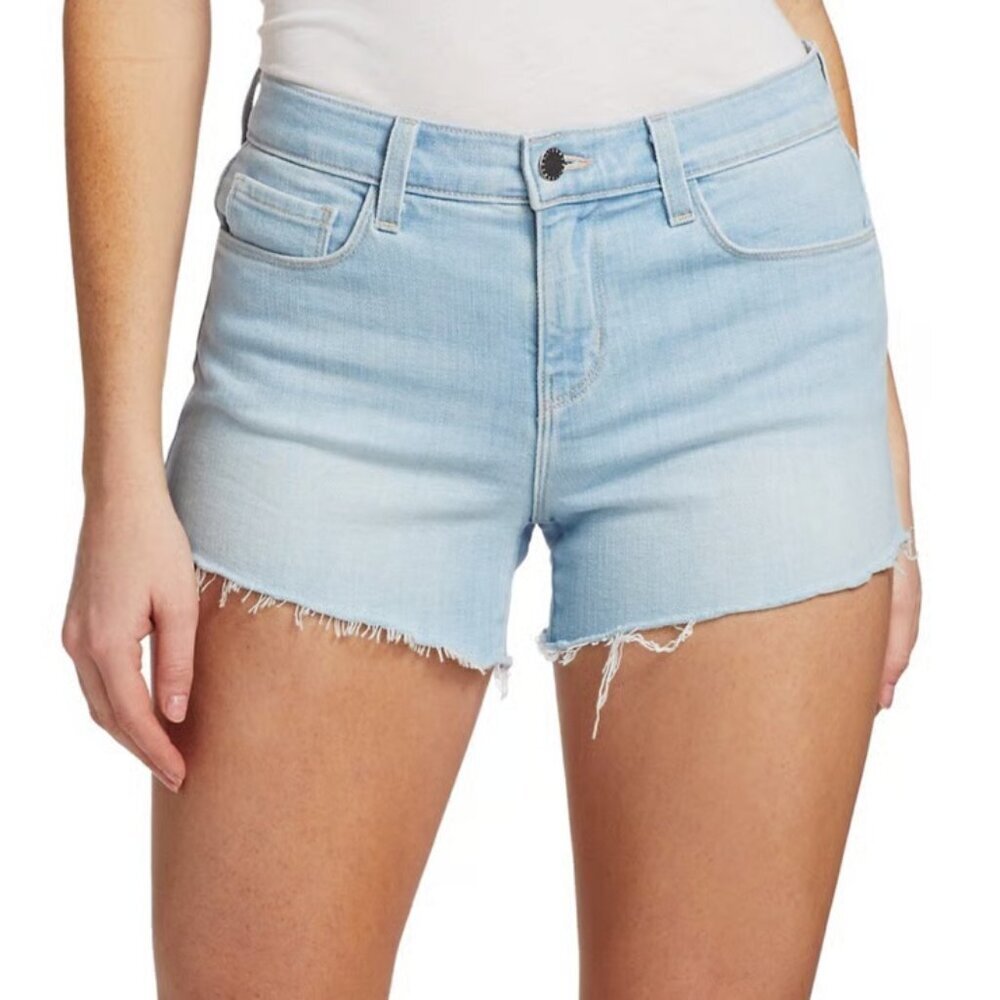 L'AGENCE 'Audrey' Mid-Rise Cutoff Stretch-Denim Shorts, Belmont